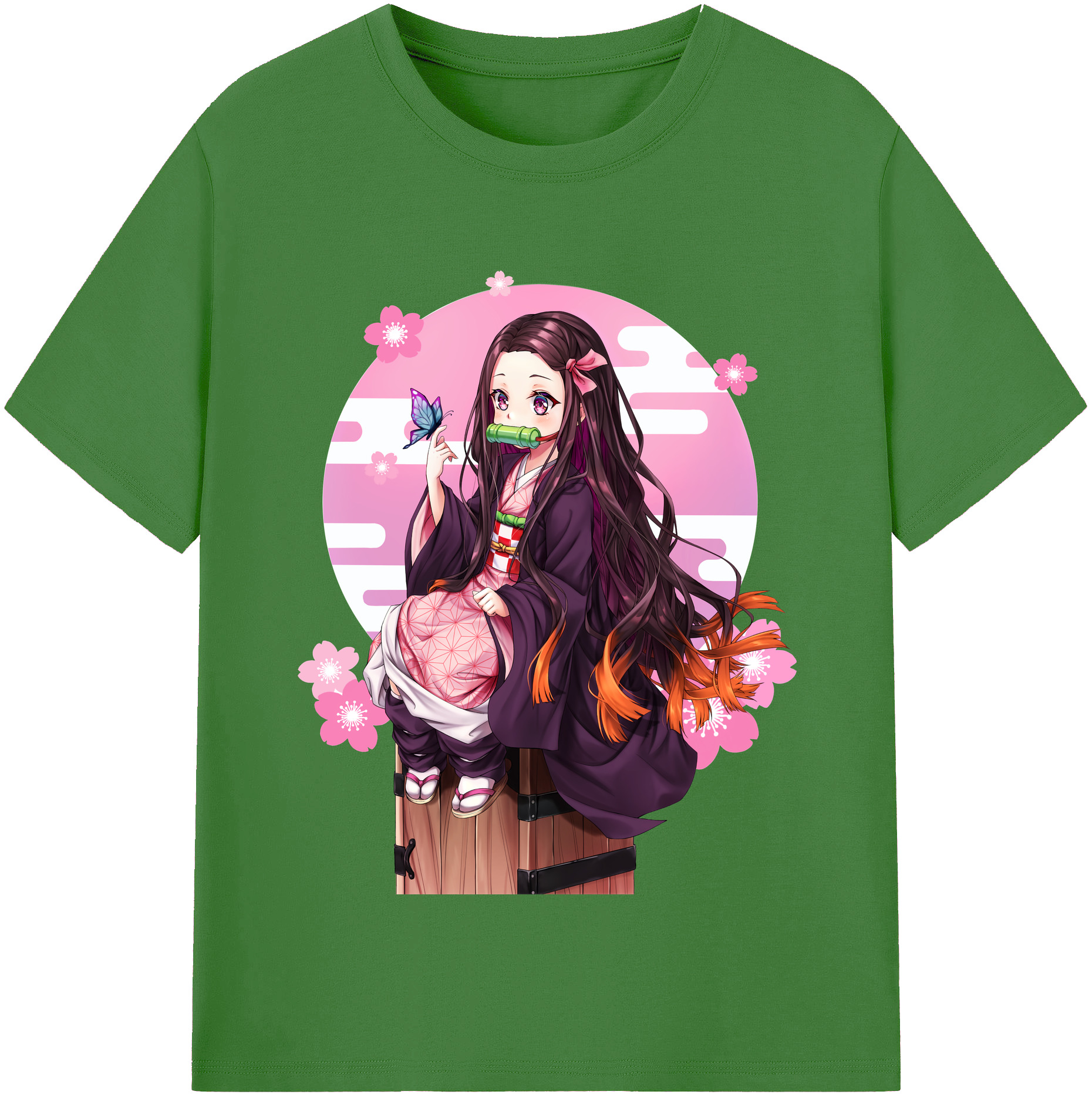 （画像用） 鬼滅の刃（きめつのやいば）竈門 禰󠄀豆子／かまど ねずこ Kamado Nezuko レディースカジュアルプリントTシャツ（綿100％）